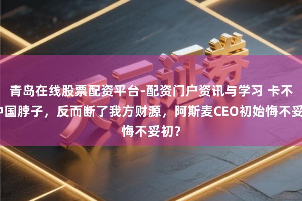 青岛在线股票配资平台-配资门户资讯与学习 卡不住中国脖子，反而断了我方财源，阿斯麦CEO初始悔不妥初？