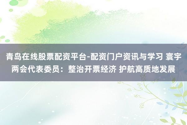 青岛在线股票配资平台-配资门户资讯与学习 寰宇两会代表委员：整治开票经济 护航高质地发展