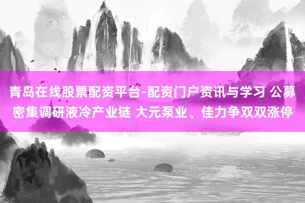 青岛在线股票配资平台-配资门户资讯与学习 公募密集调研液冷产业链 大元泵业、佳力争双双涨停