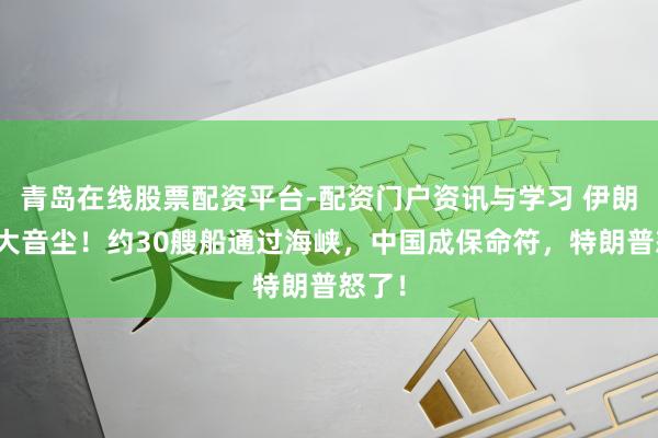 青岛在线股票配资平台-配资门户资讯与学习 伊朗突传大音尘！约30艘船通过海峡，中国成保命符，特朗普怒了！